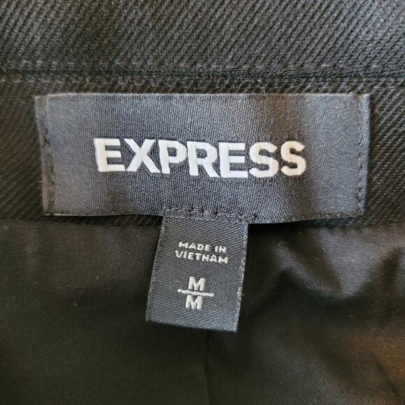 Express Double Breasted Blazer Gold Buttons Size M Black Office Stretch Washable - Picture 7 of 11